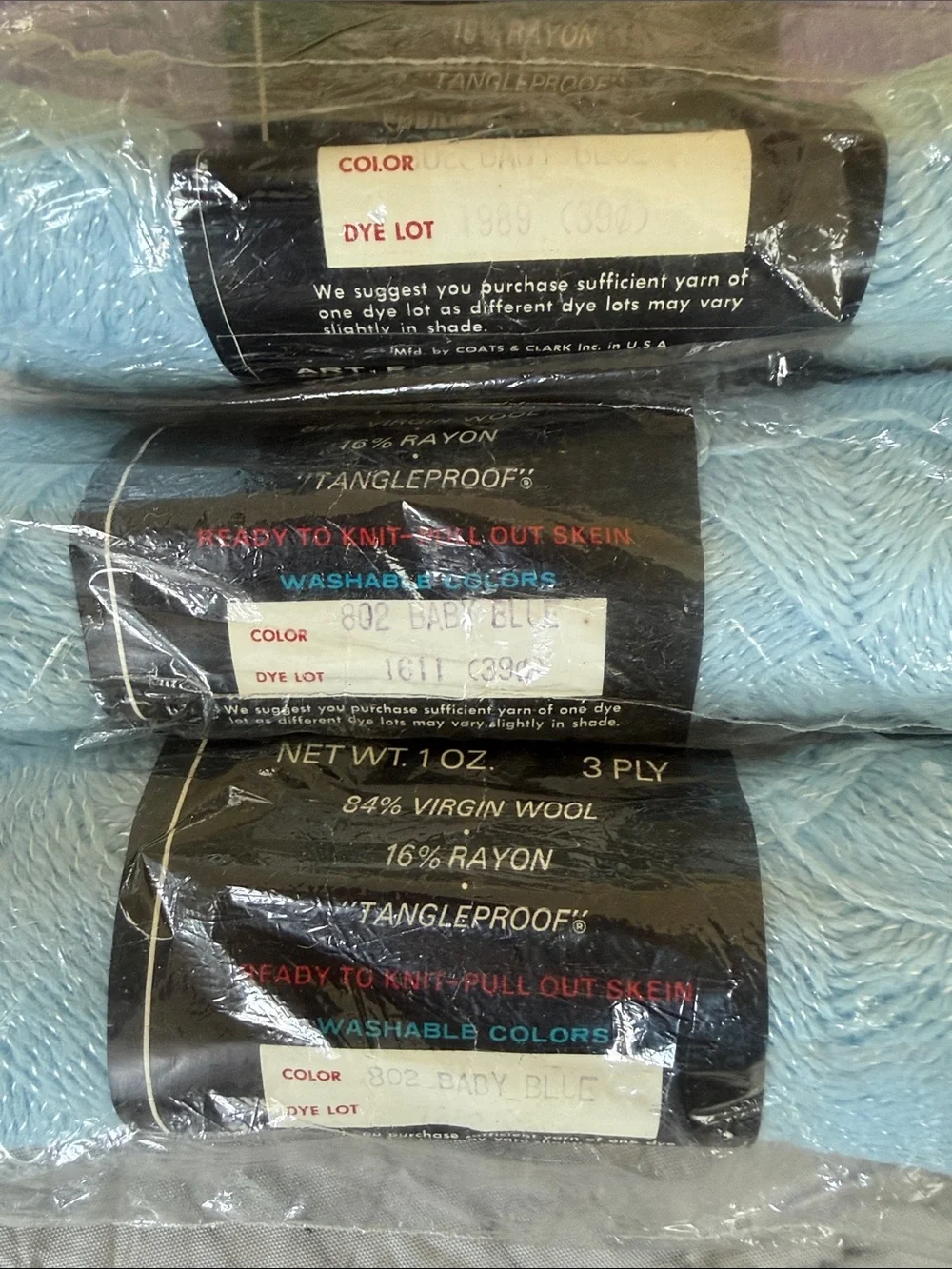 9 Skein Coats & Clark’s Baby Yarn +2 Variegated Skeins, 11 Total! Various Colors